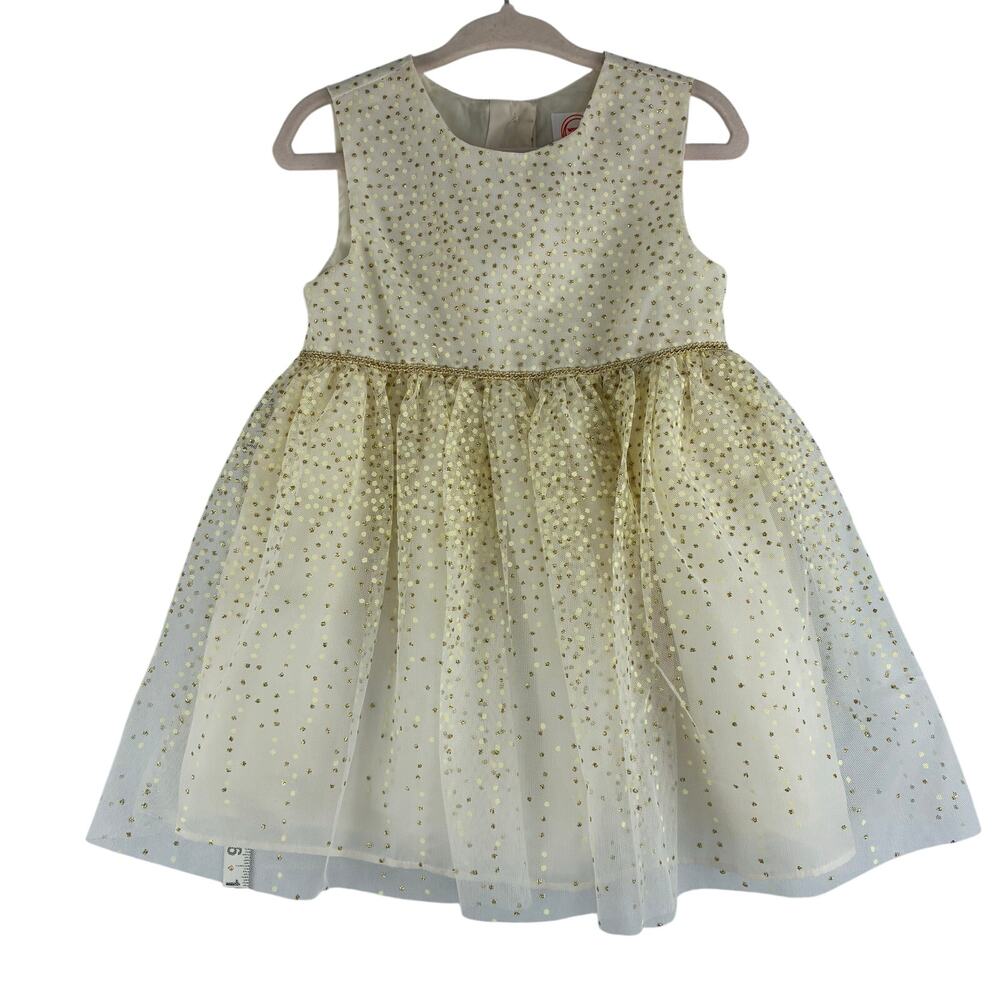 Wonder Nation Formal Occasion Baby Girl Dress 18 Mo Cream Gold Sparkle Dots